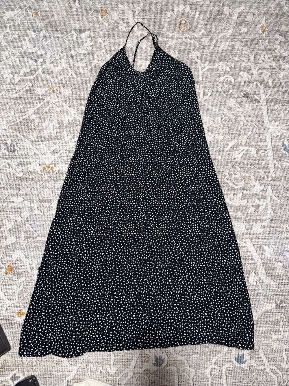 Old Navy Black Maxi Dress with White Dot Print - Picture 4 of 6